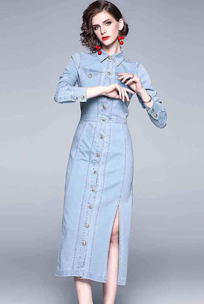 Buy PlusS Women Blue Solid Denim Shirt Dress - Dresses for Women 8427193 |  Myntra
